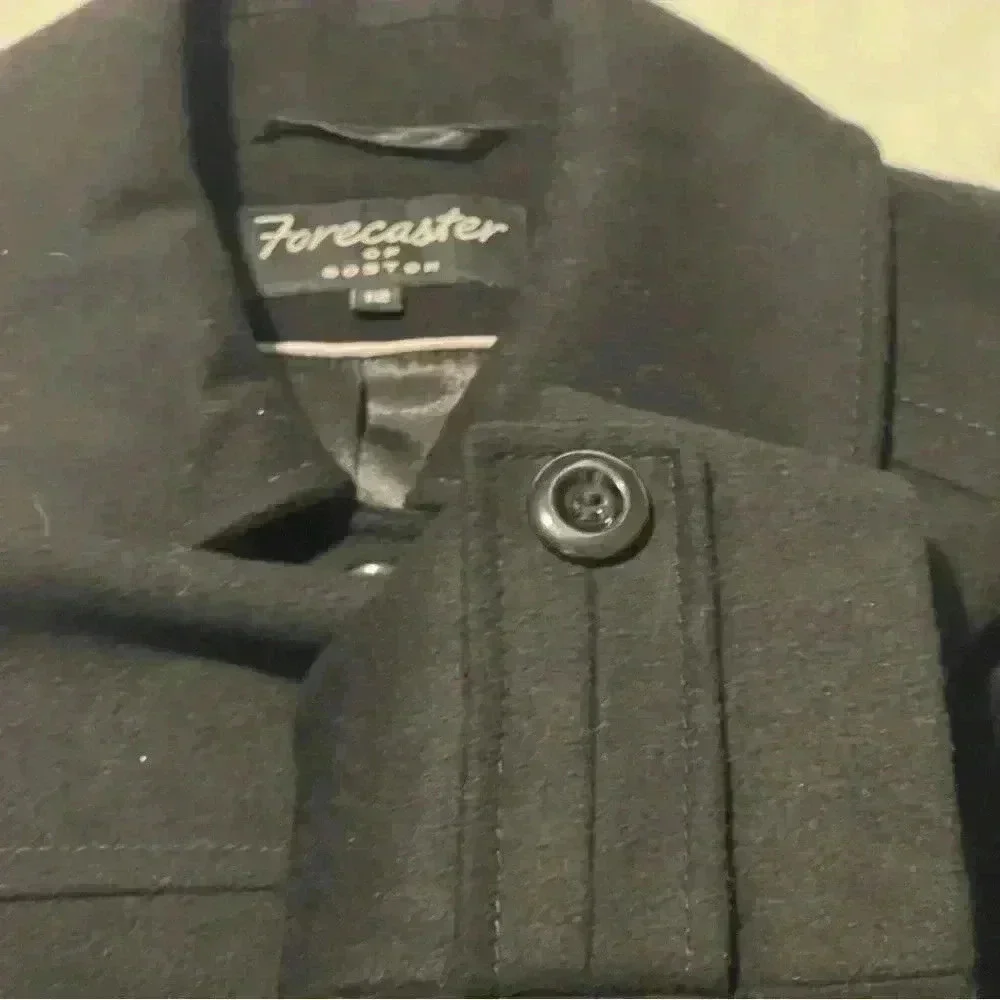 Forecaster Of Boston Womens Coat Single Breasted Lambs Wool Blend Black 12